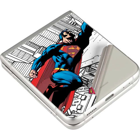 DC Comics Superman Flying Over City Pose Galaxy Z Flip3 5G Skin